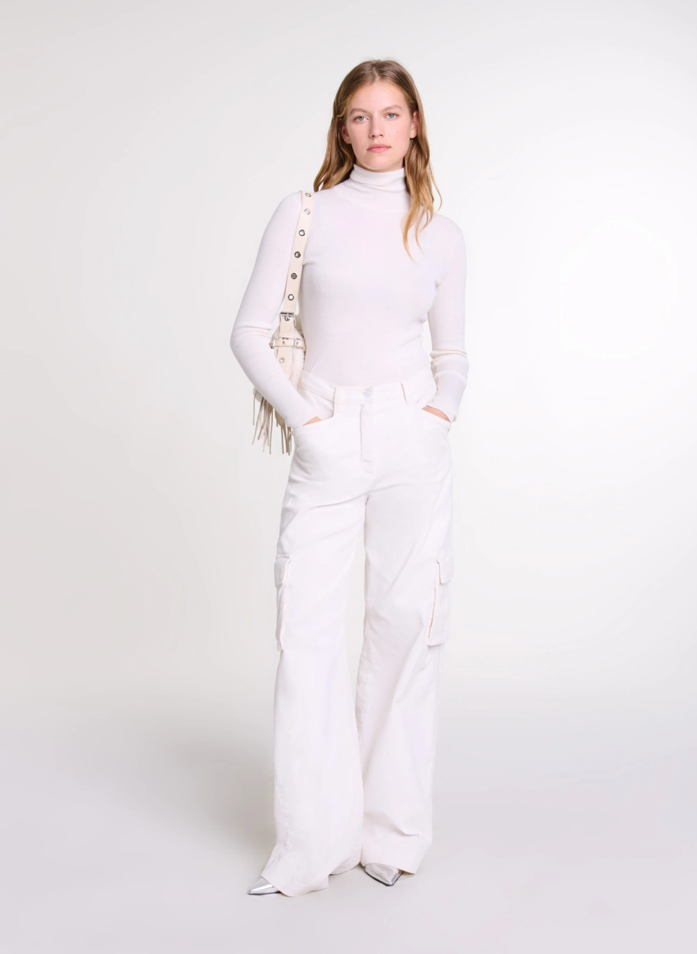 Pantalon treillis en coton mélangé | Beige