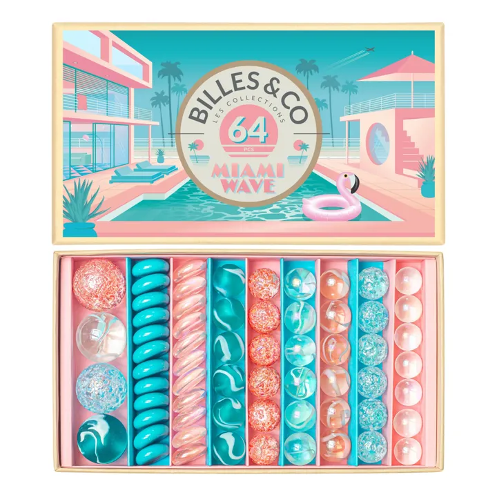 Billes & Co Coffret de 64 billes Miami Wave