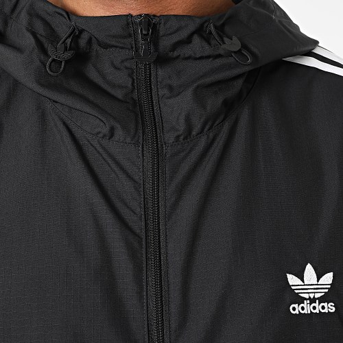 Veste Zippée Capuche A Bandes GN3475 Noir