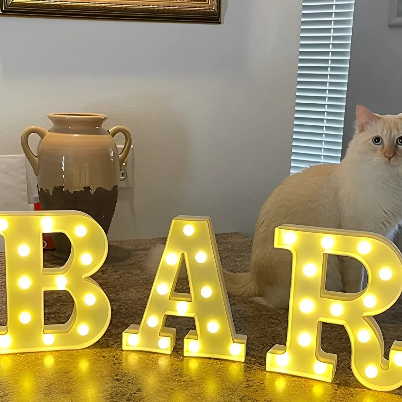 (41x16cm) LED Bar Licht Deko Buchstaben Beleuchtung Home / Party Accessoire (Batteriebetrieben) - Weiss