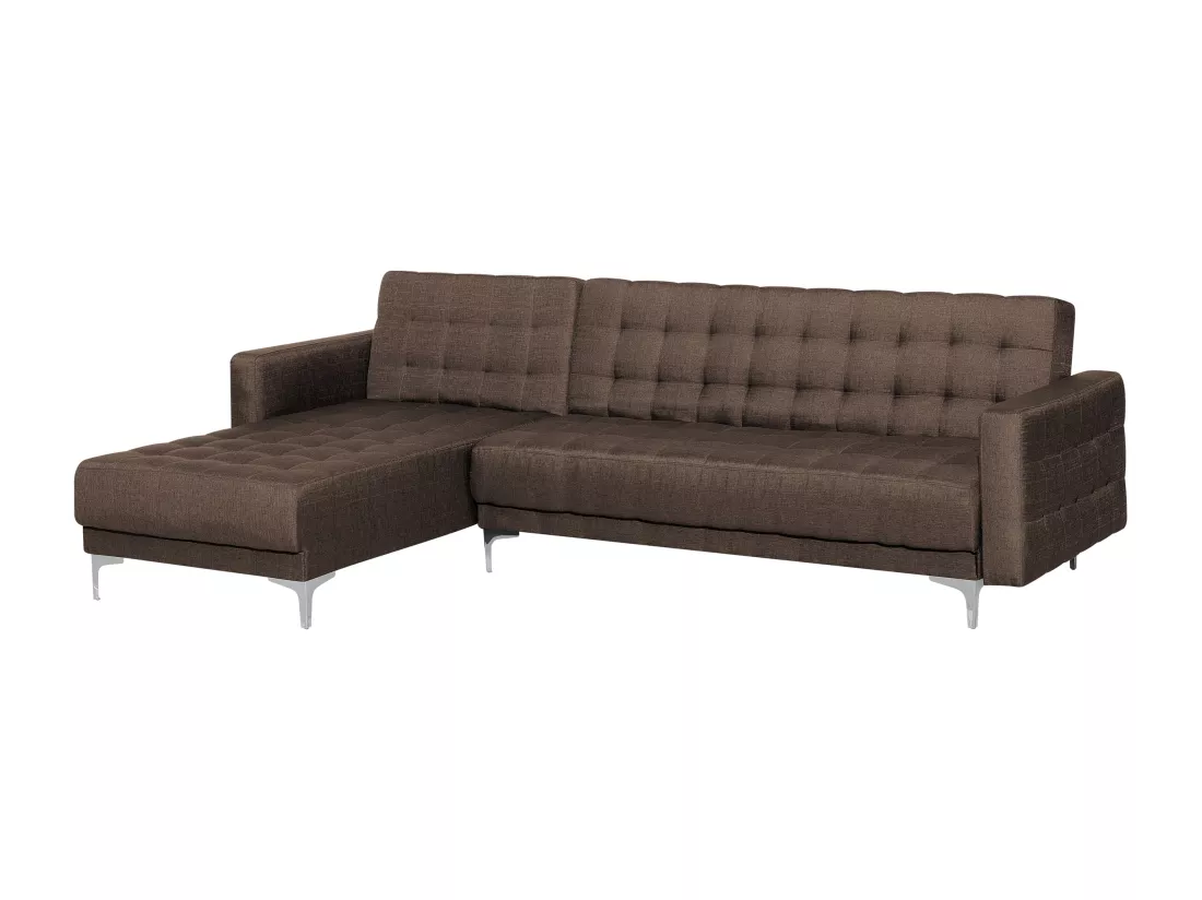 Canapé Angle à gauche Convertible Tissu Marron Foncé Moderne Classique Aberdeen