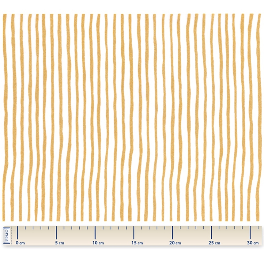 Coupon Tissu Voile De Coton 1 M - Rayé Or Blanc