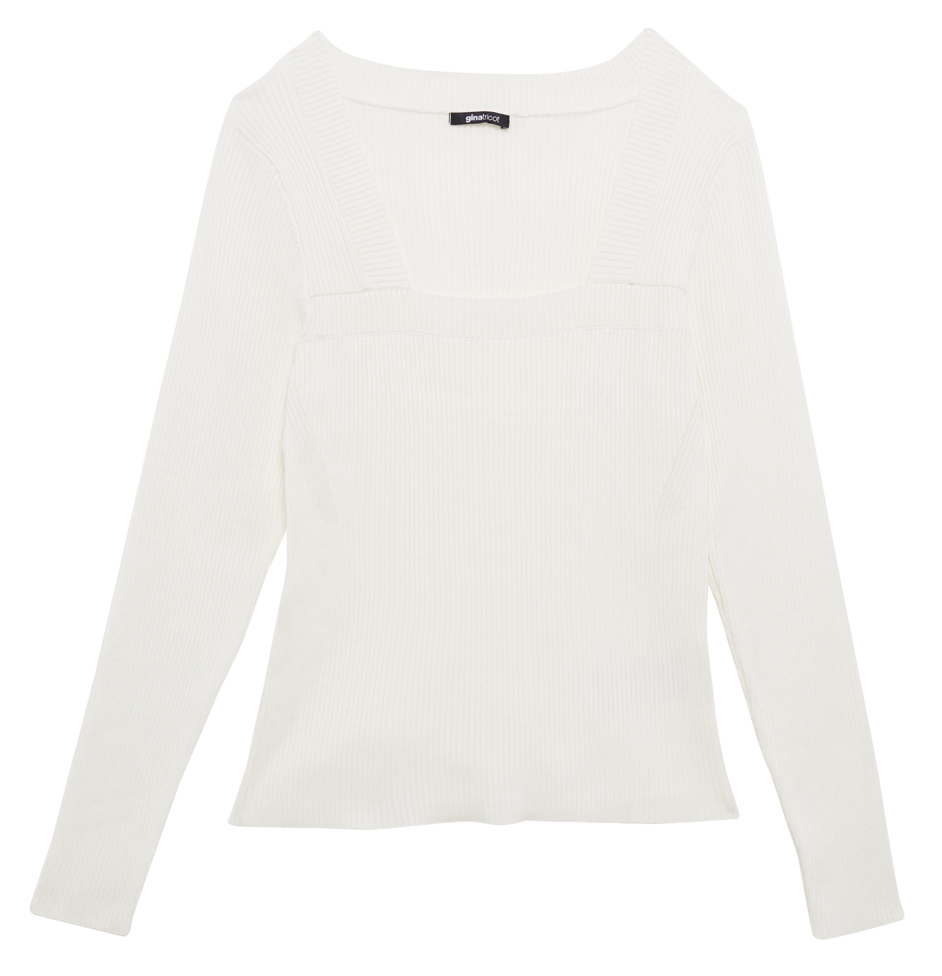 Top moulant col carré| Blanc