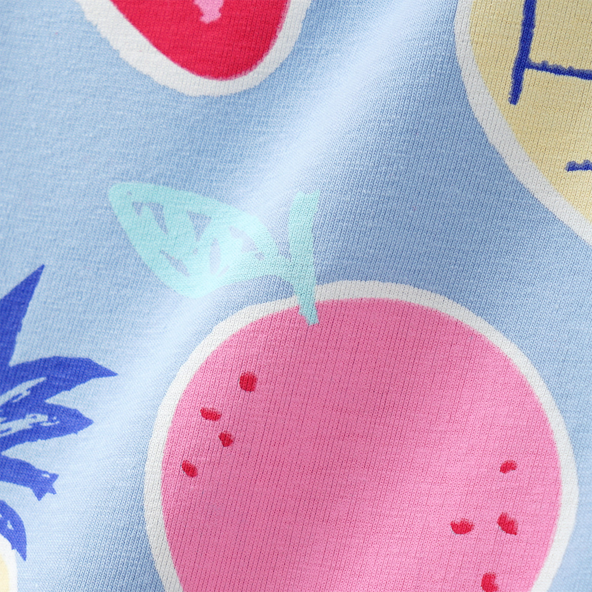 Famy 3 Mädchen Tops mit bunten Motiven hellblau / rot / hellgelb