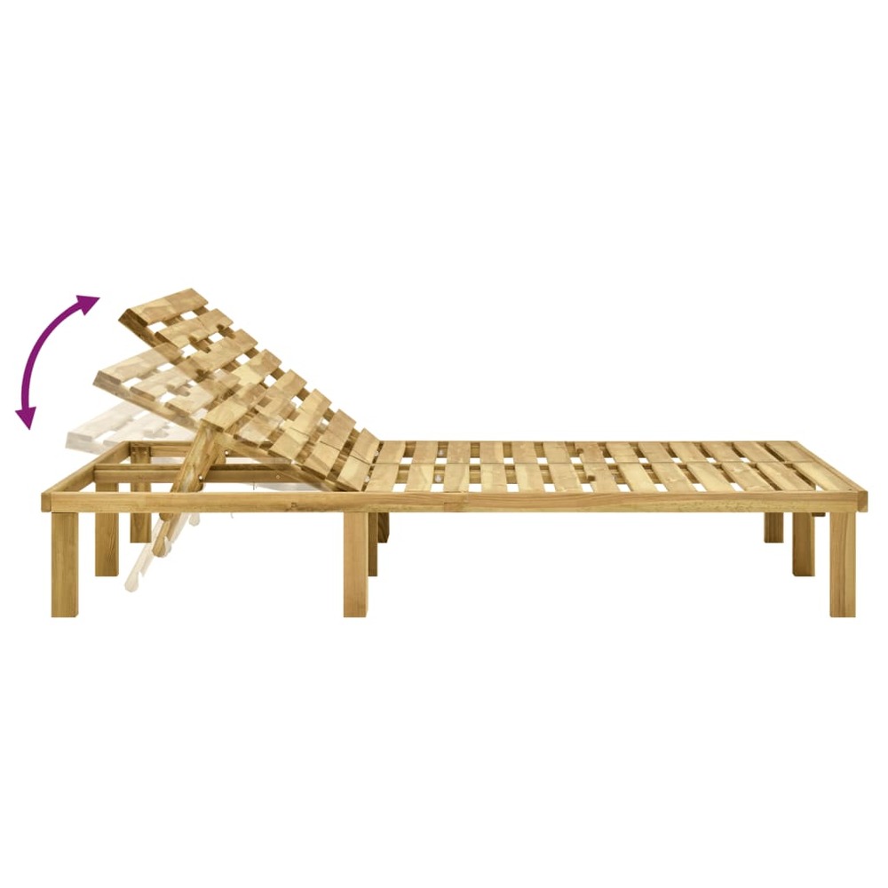 Transat chaise longue bain de soleil lit de jardin terrasse meuble d'extérieur double bois de pin imprégné de vert