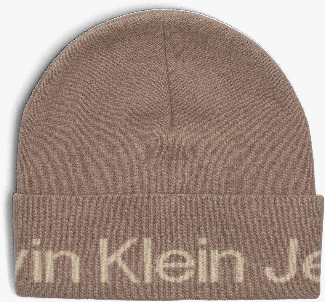 CALVIN KLEIN taupe calvin klein muts logo beanie