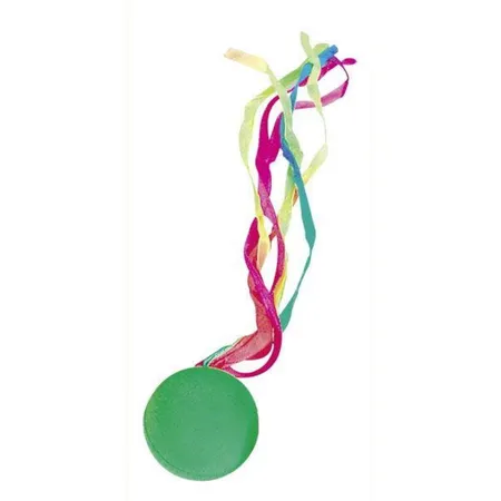 goki Vollgummiball mit neonfarbenen Schleifen, sortiert