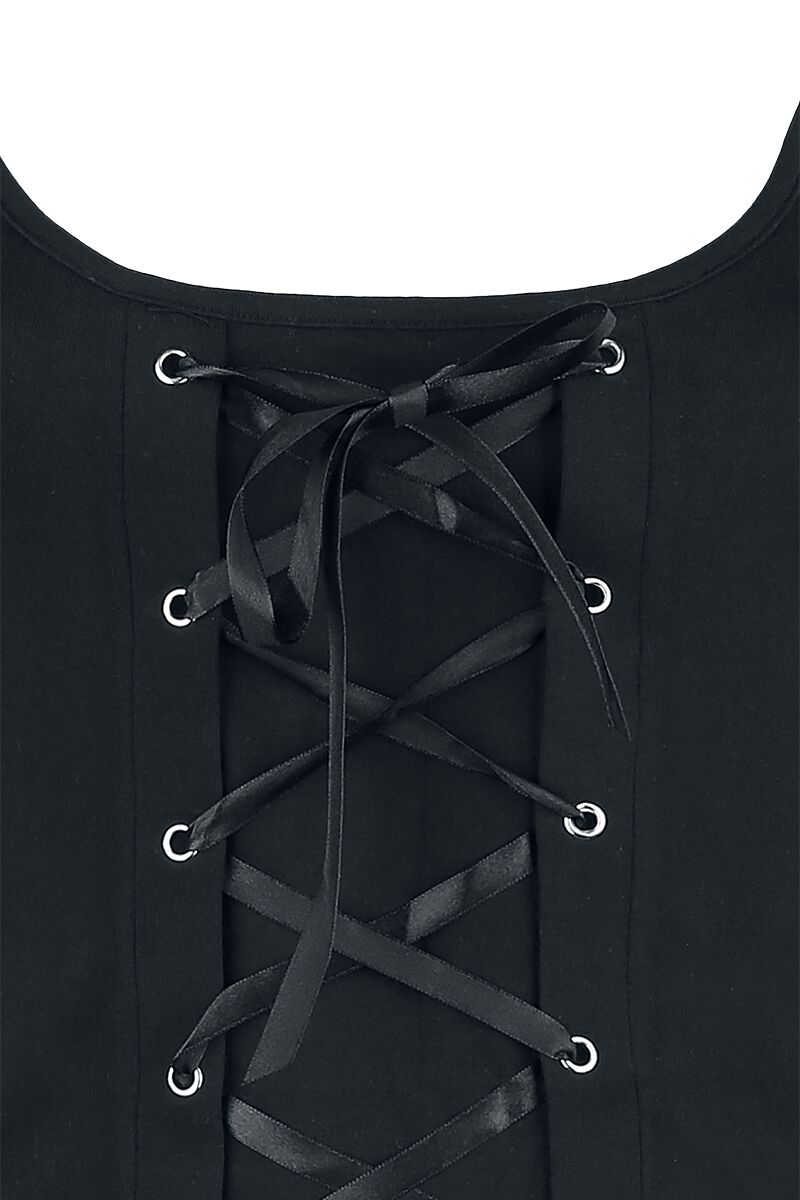 Haut Noir Avec Laçage & Bretelles Fines | Gothicana by EMP Top