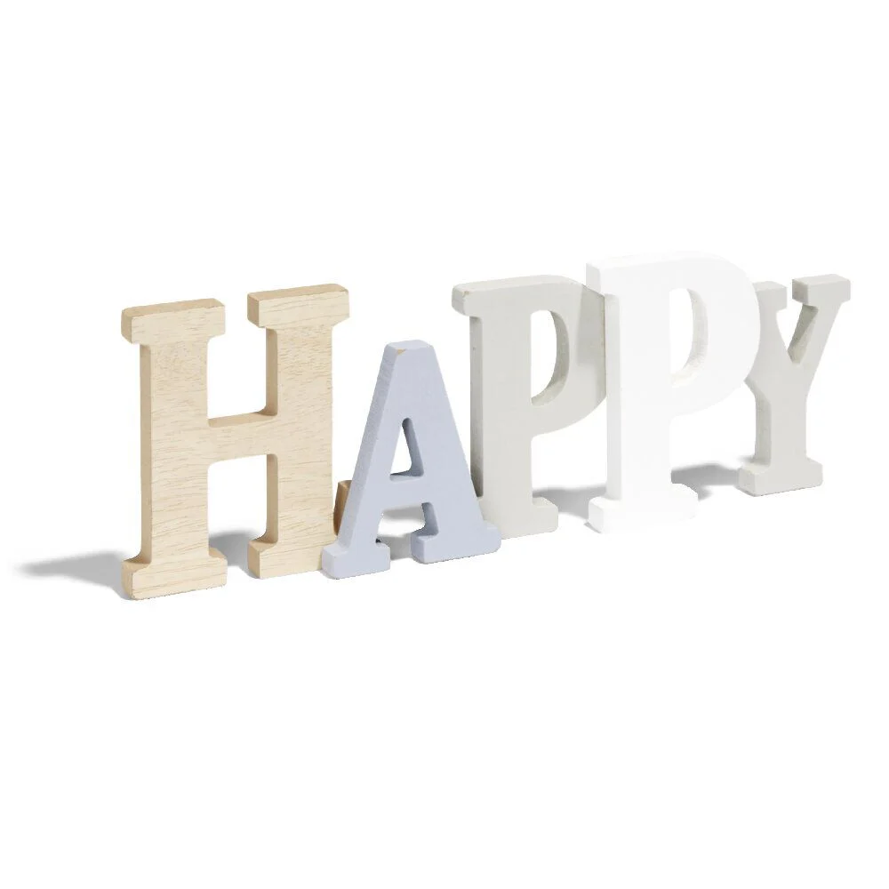 Décoration mot HAPPY en bois L49xH14cm
