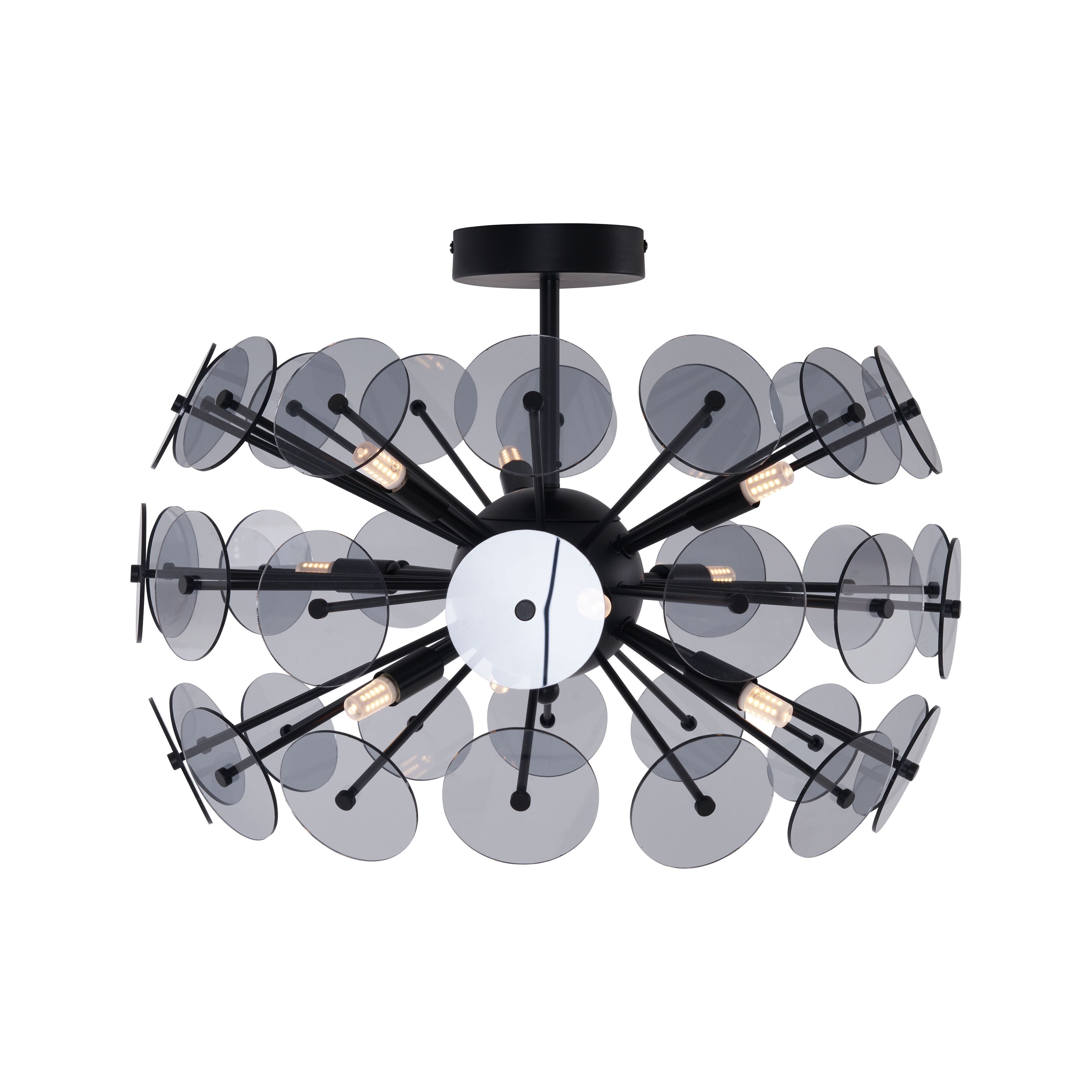 Art Deco plafondlamp zwart met smoke - Atomic