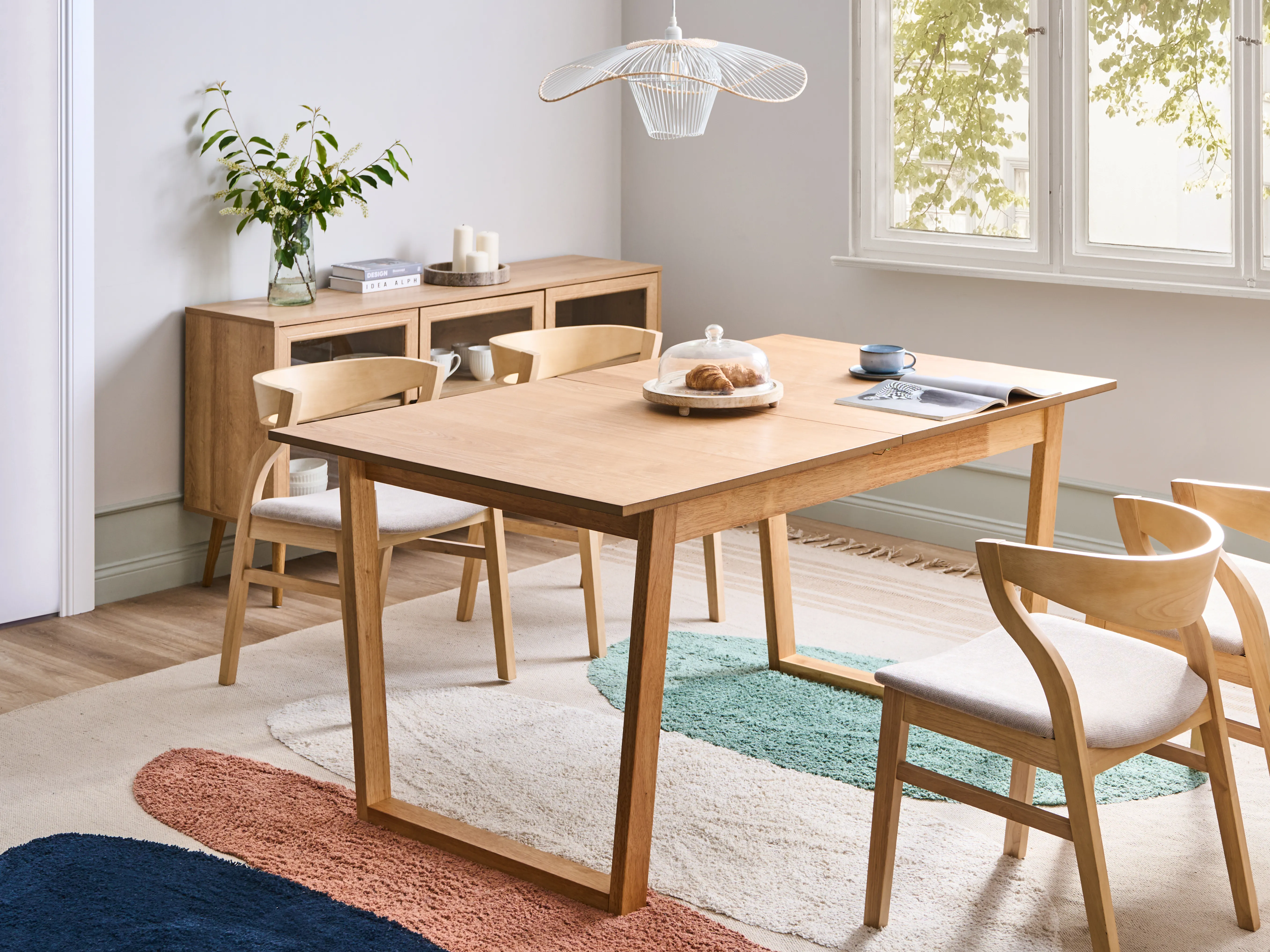 Eettafel uitschuifbaar CAMDEN Licht essenhout 95 cm 160/200 cm