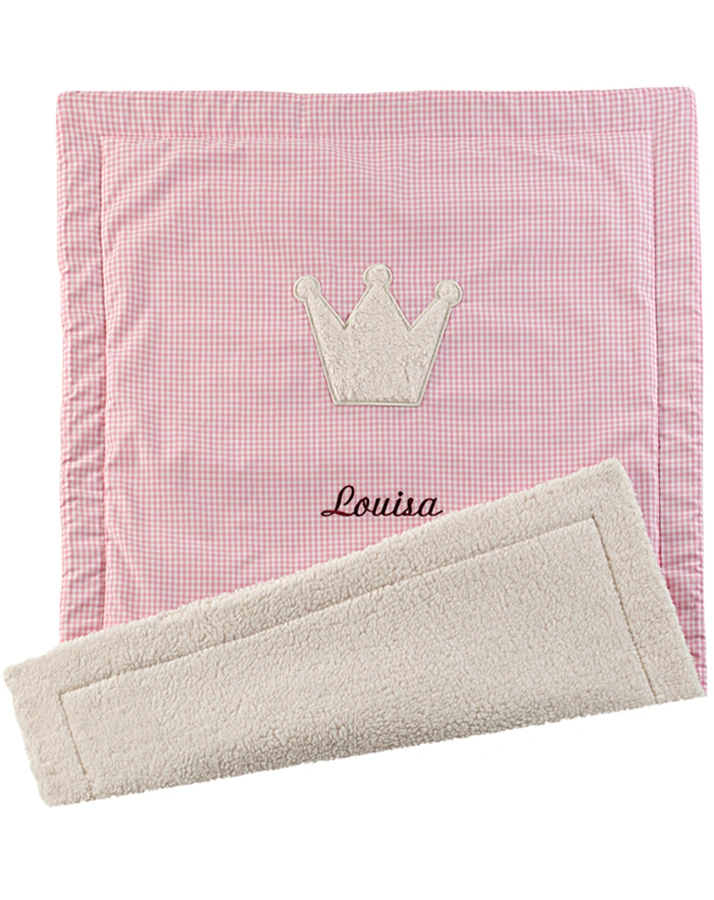 Personalisierte Babydecke KRONE rosa (Farbe: hellblau)