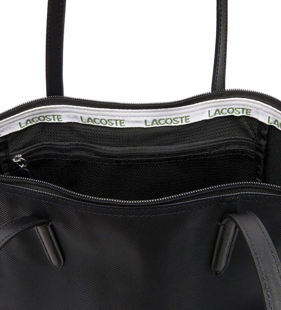 Sacola de compras Lacoste Vertical L.12.12 Concept preta - 26x35x16cm -