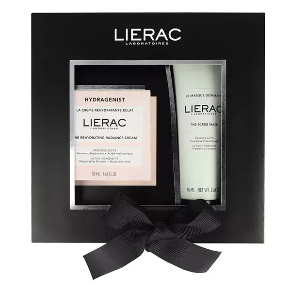 Kit de presente Lierac Hydragenist Hidratação e Luminosidade: Creme 50ml, Máscara Esfoliante 75ml