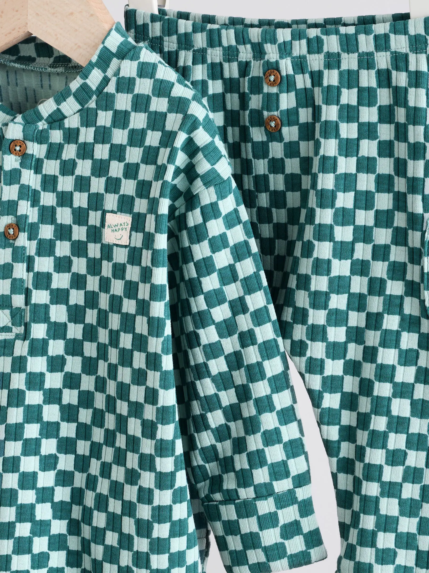 Groen met dambordprint - Top en Leggings 2 -delige Babyset (0mnd-3jr)