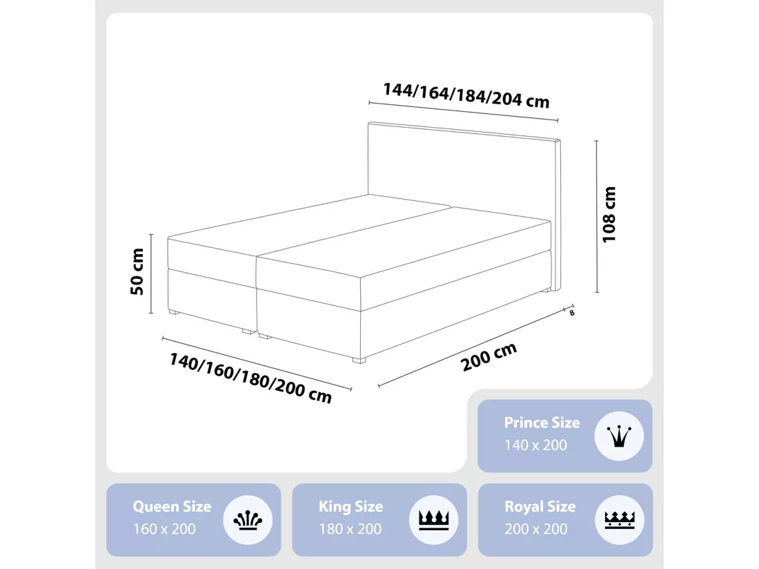 LIT BOX avec surmatelas Corino beige 180x200 cm