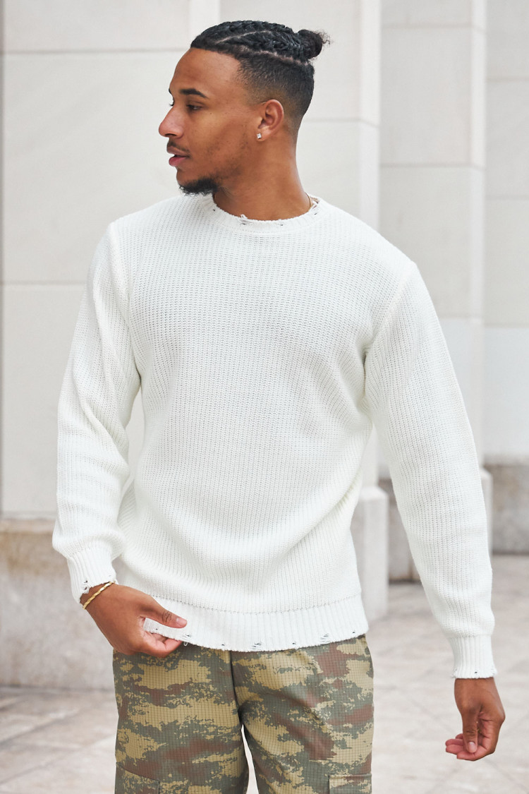 Pull en maille écru