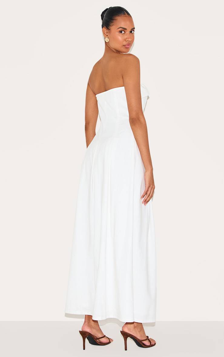 Blanc Robe Mi-longue Plissée À Bustier