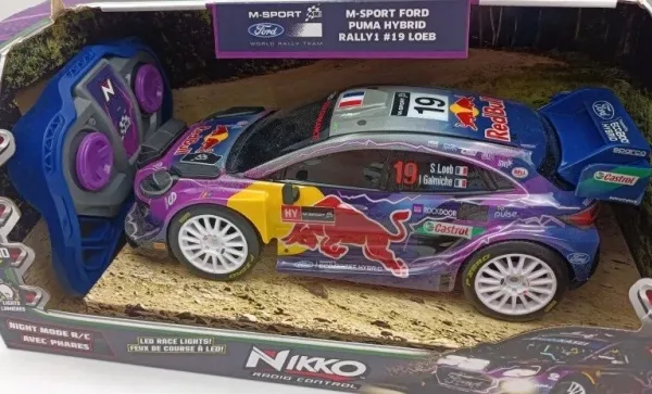 NIKKO R/C car Night Mode - M-Sport Ford Puma Hybrid Rally1 #19 Loeb, scale 1:18
