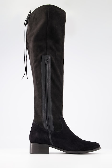 Overknee-Stiefel, Bindeband, Reißverschluss, Weite H