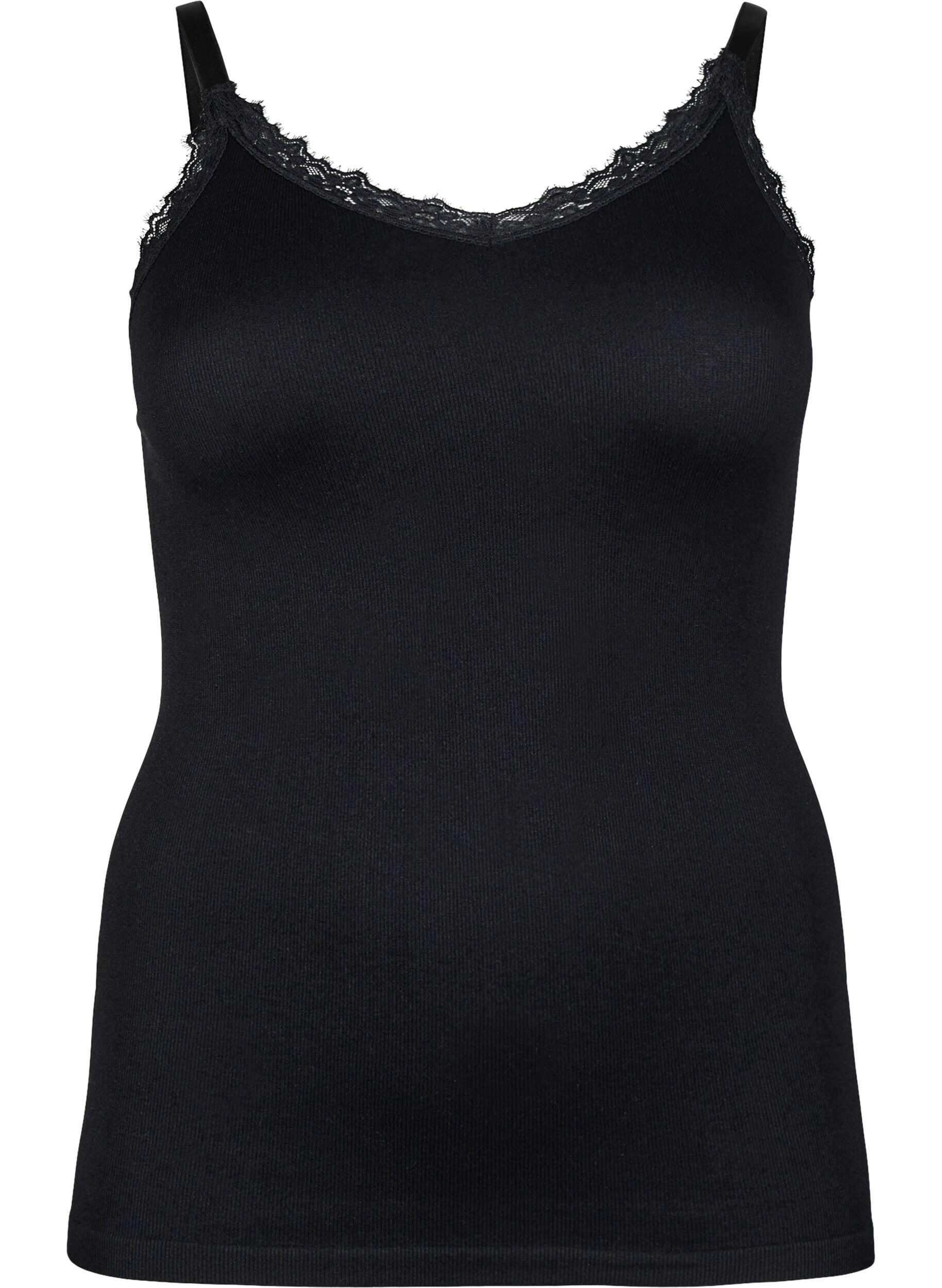 Seamless top med blondekant