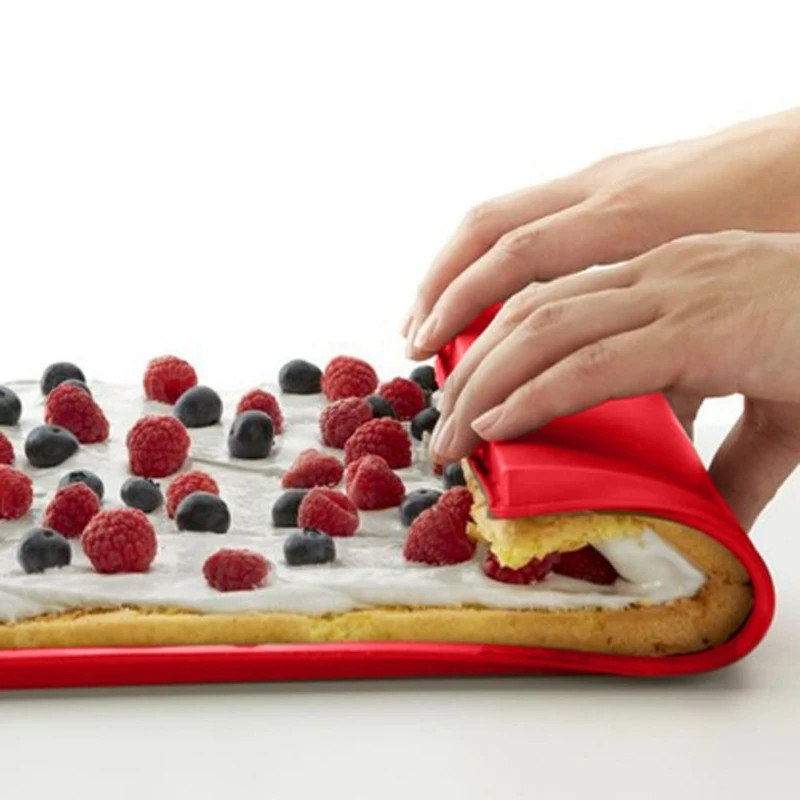 (30x26cm) Silikon Kuchen Roll Matte Anti-Haft Rouladen Backmatte Biskuitrolle Unterlage - Rot