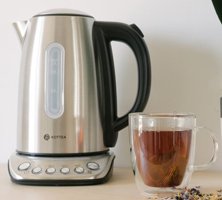 Bouilloire Kottea KT102 température réglable Inox 1.7L + 2 Verres Mila 25 cl