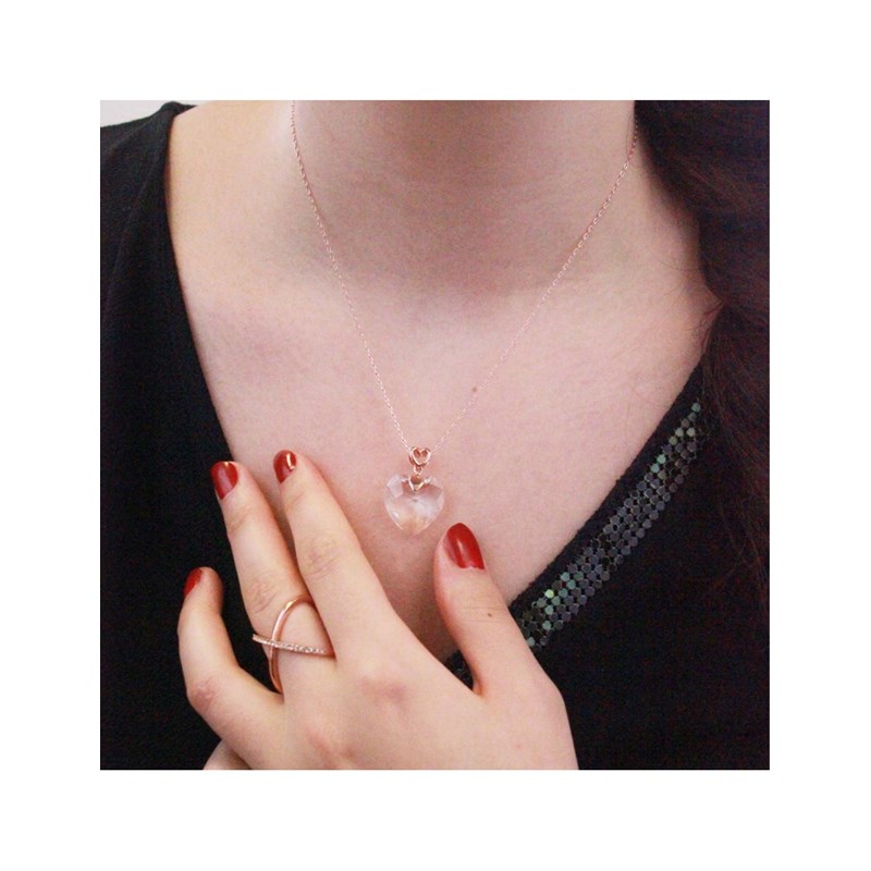 Pendentif Cheery heart - Or Rosé et Cristal