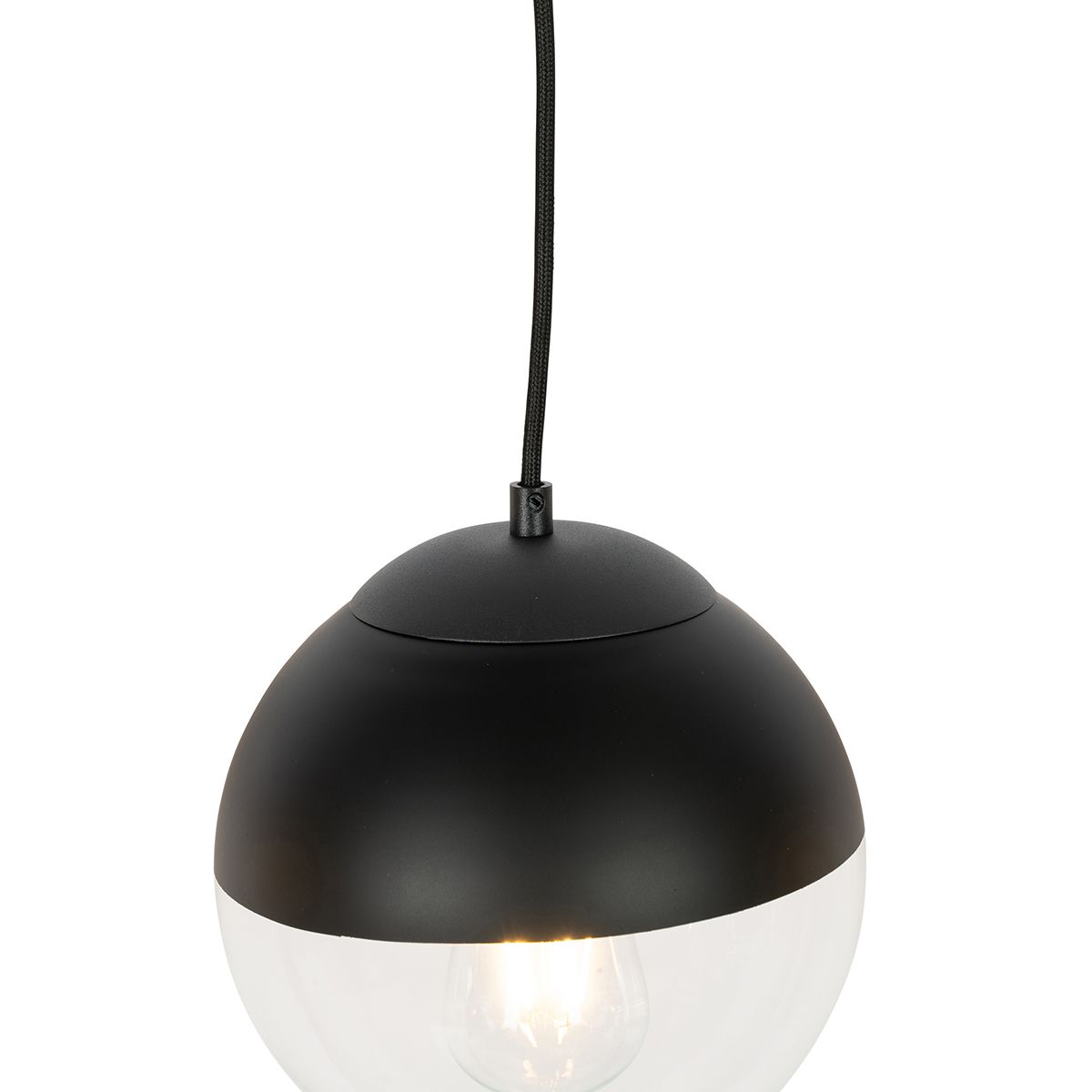 Retro hanglamp zwart met helder glas langwerpig 3-lichts - Eclipse