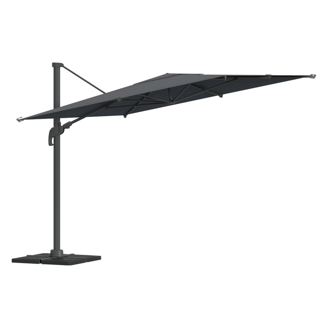 Parasol déporté rectangulaire MELHIA Anthracite + 4 dalles de parasol STACIO