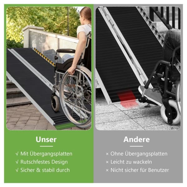 152,5 x 74 cm rullestolrampe Bærbar og anti-skli sammenleggbar rampe opp til 272 kg last aluminium