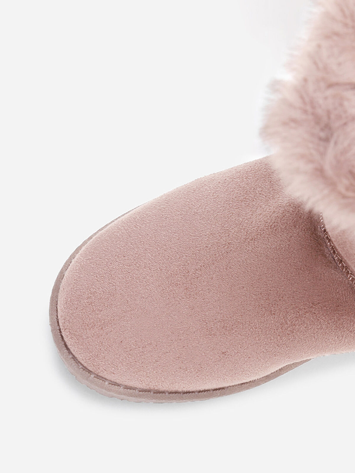 Boots en suédine et fausse fourrure à scratchs- Rose
