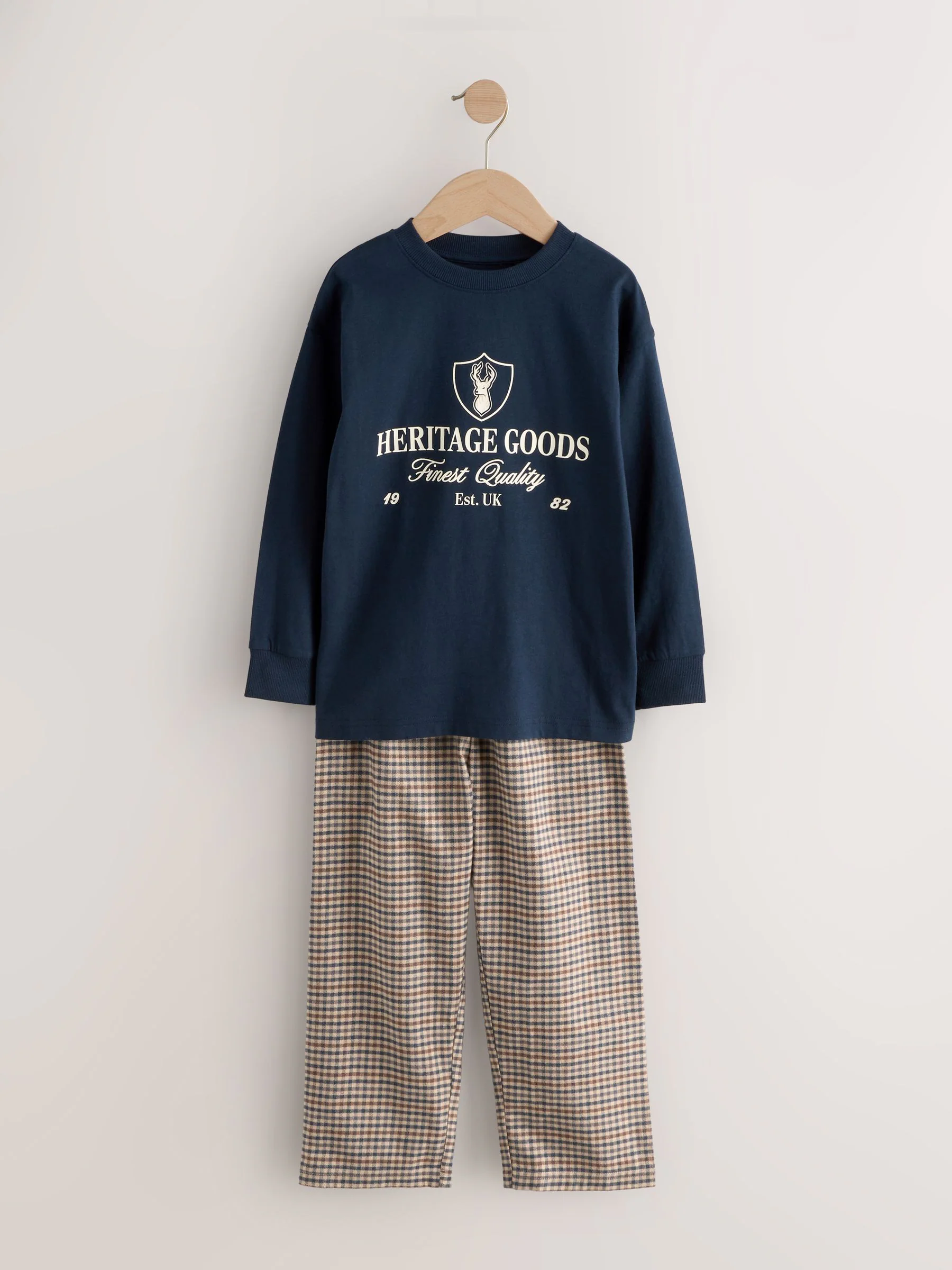 Marineblauw - Enkele geweven pyjama (3 - 16 jr)