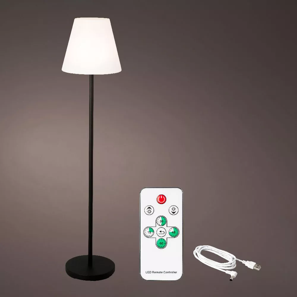 Lampadaire extérieur sans fil rechargeable USB LED (H150 cm) Brooklyn Noir