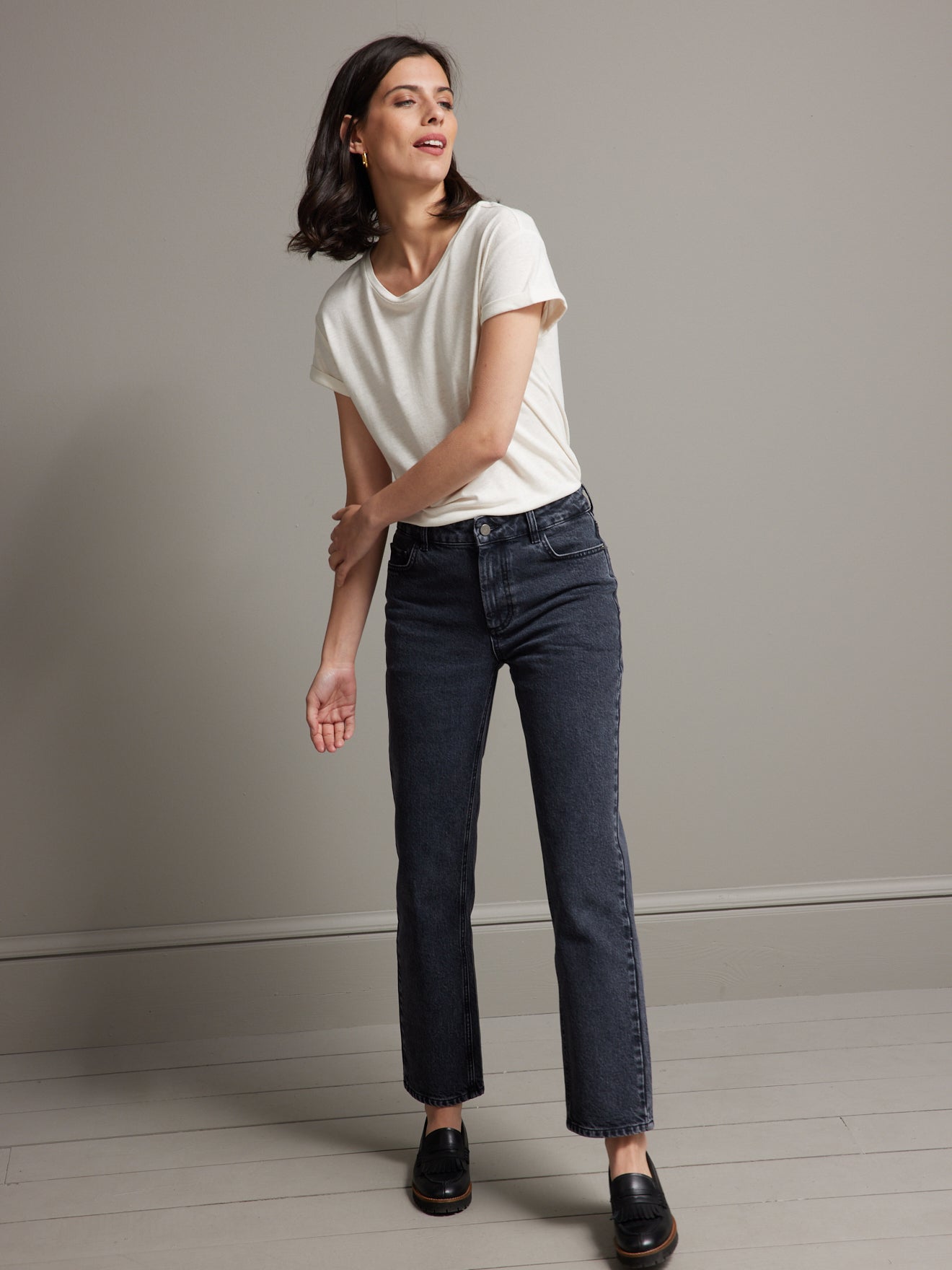 T-shirt col rond femme lin et viscose