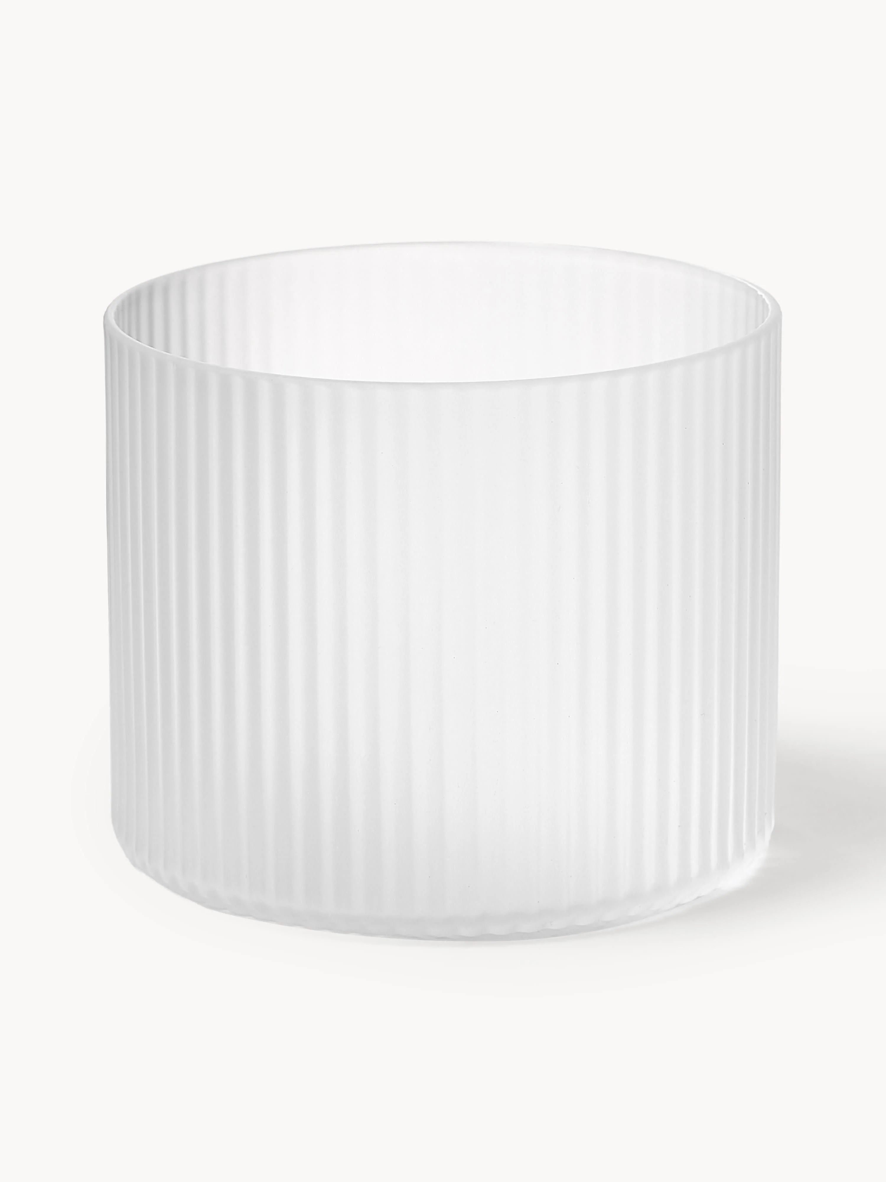 Mondgeblazen kleine waterkaraffen Ripple met waterglas, 2 stuks