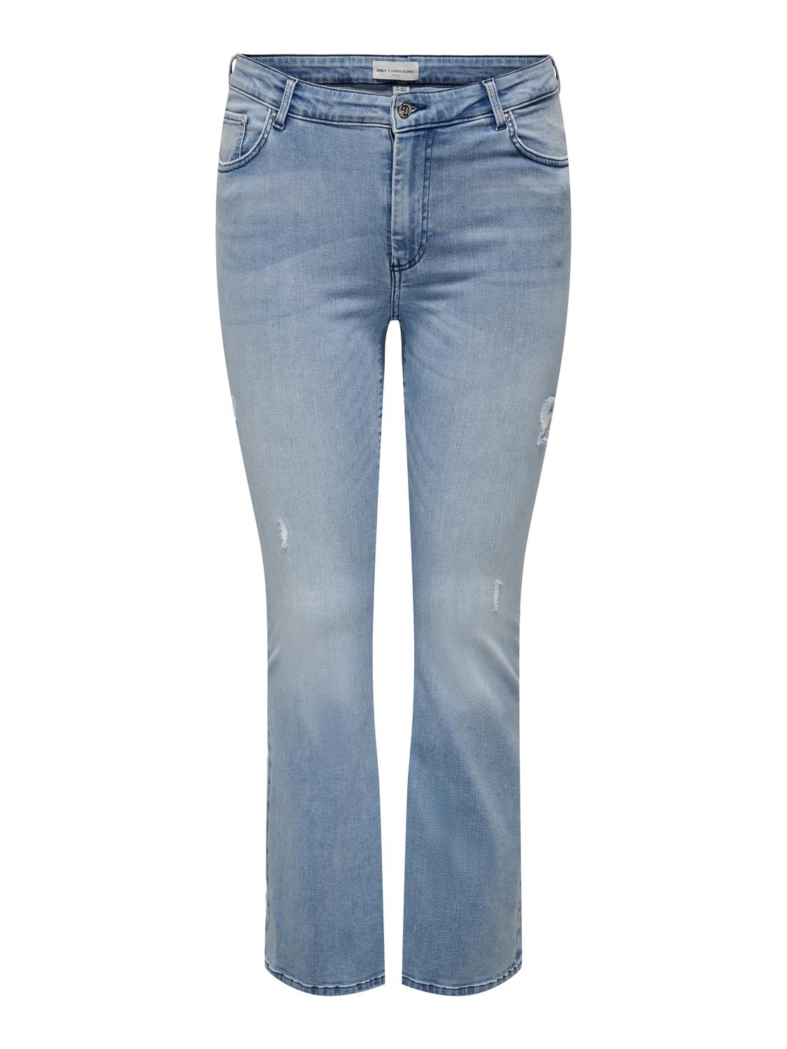 CARWILLY Mittlere Taille Ausgestellt Jeans Light Blue Denim