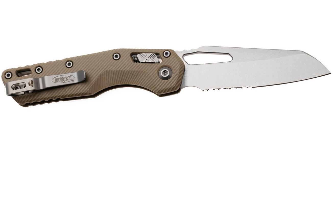 Microtech MSI Standard Issue 210-11FLGTTA, Stonewashed M390MK, Fluted Tan G10, partial serrated zakmes