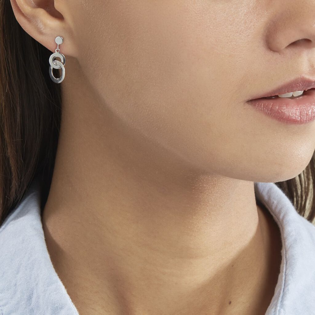 Boucles D'oreilles Pendantes Anjeza Argent Blanc