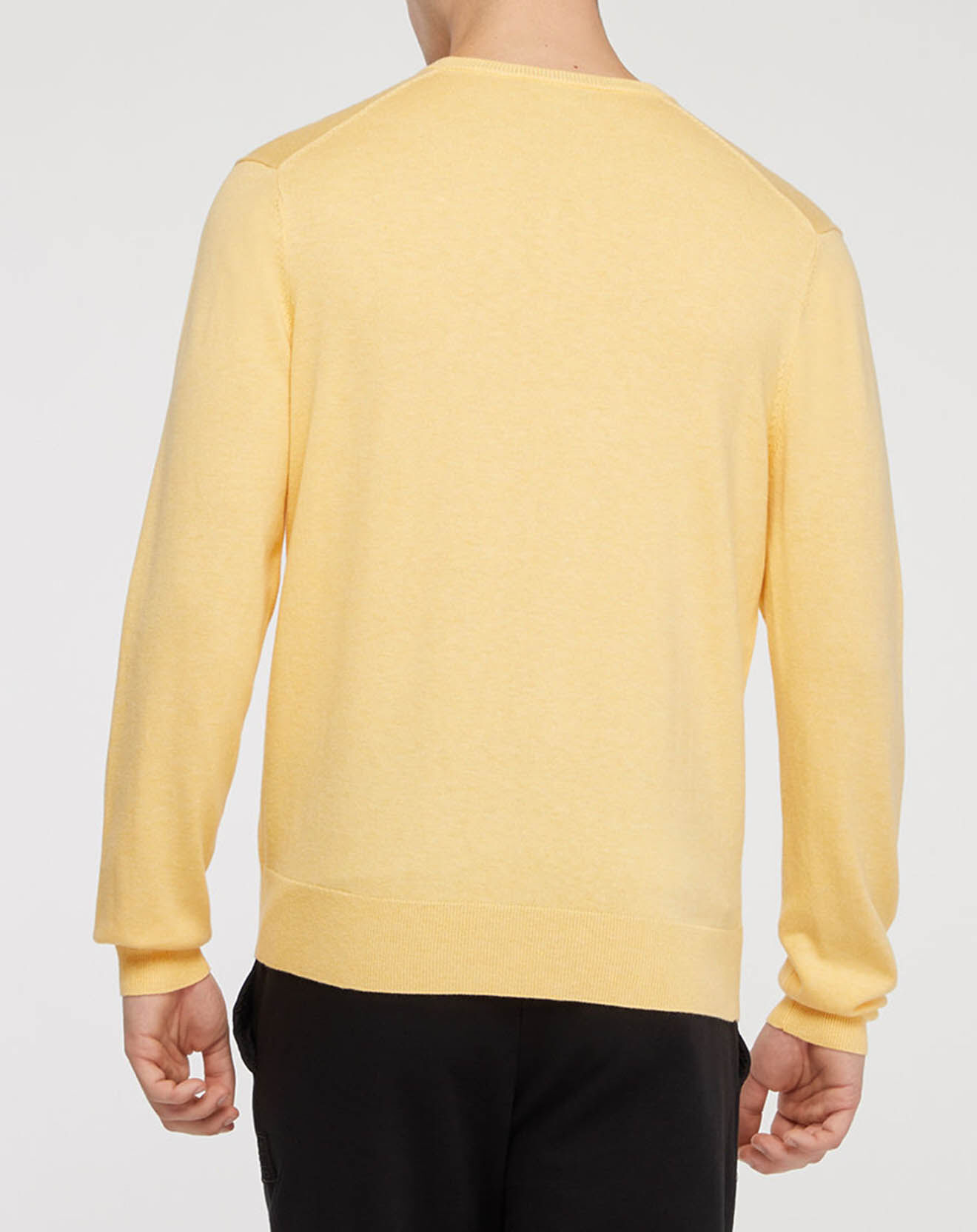 Hackett London Pull en Coton & Soie col V jaune