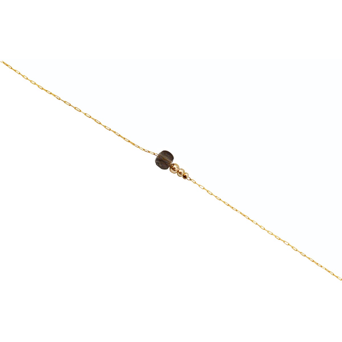 Bracelet  fin orné d une perle semi-precieuse  de Quartz Fumé