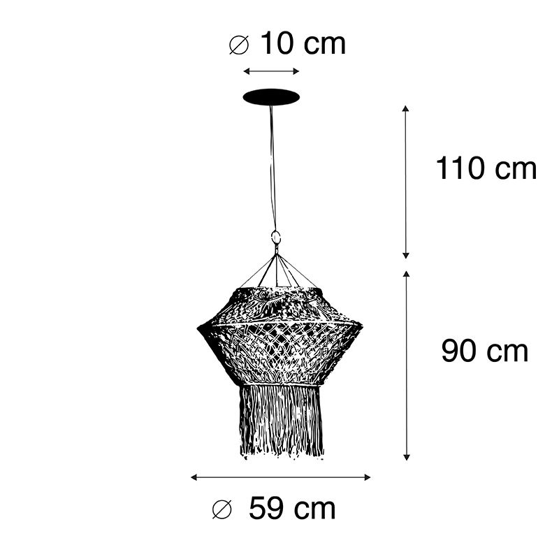 Landelijke hanglamp macramé 90 cm - Macra