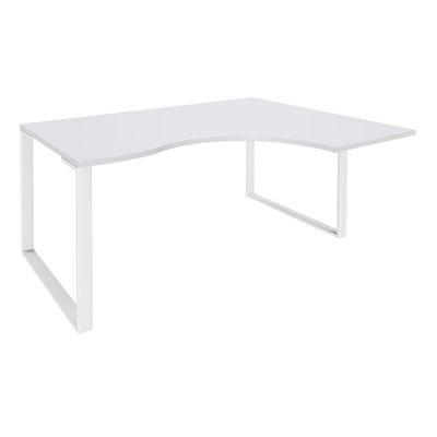 Bureau compact LOFTER - L180 cm - Retour à droite - Plateau Blanc - pied Blanc - (pied de renfort obligatoire à rajouter - non inclus)