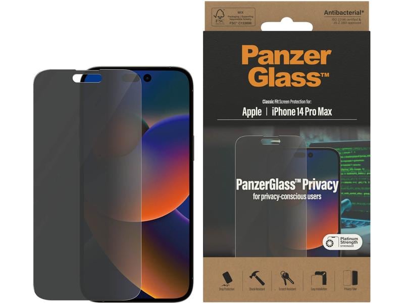 Panzerglass Displayschutz Classic Fit Privacy iPhone 14 Pro Display-Schutzfolie für das Apple iPhone 14 Pro Max