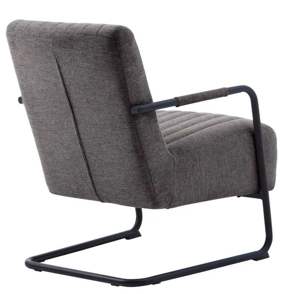 Fauteuil Stof/Metaal Donkergrijs - Incl. Armleuning - Trout