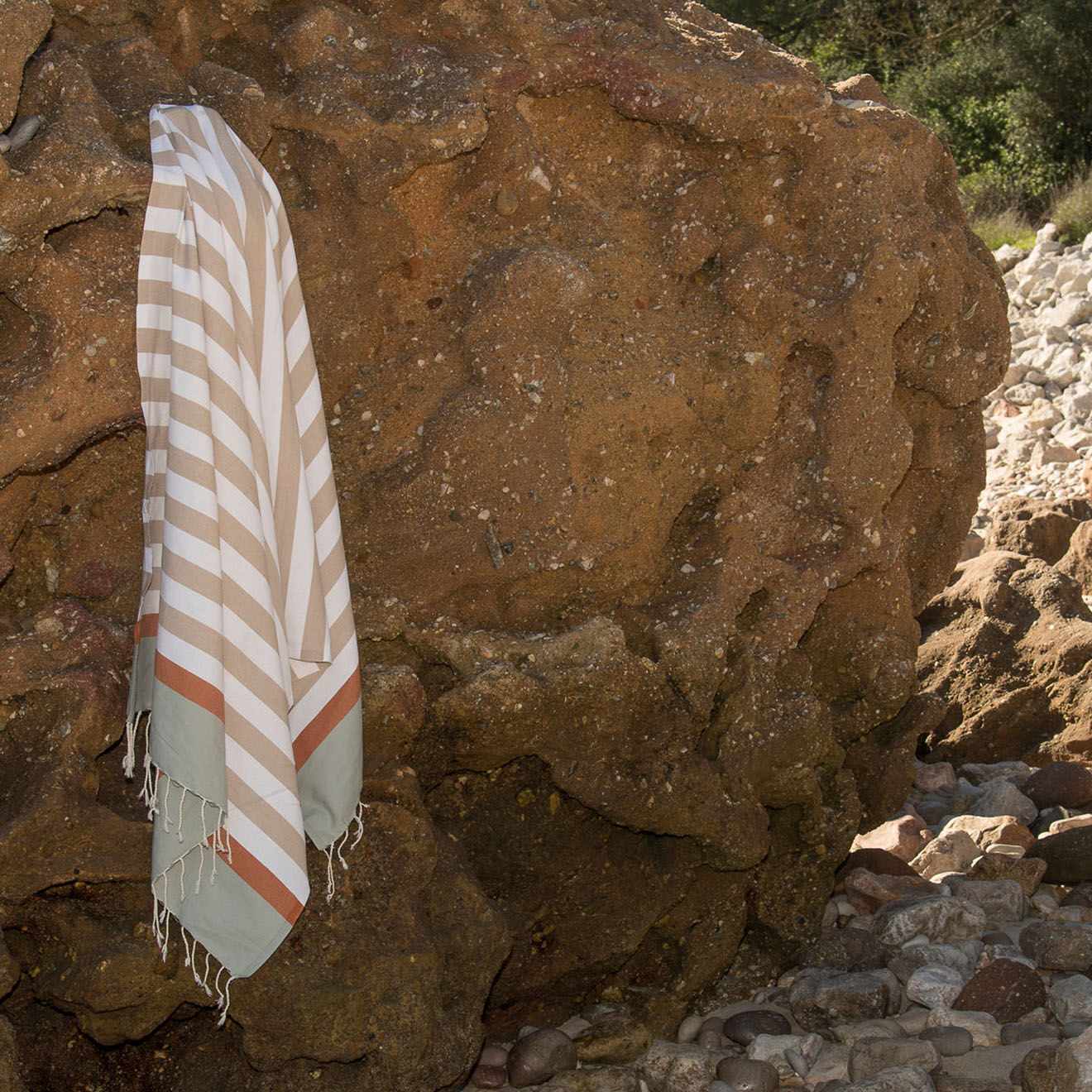 Febronie Fouta tricolore Arcachon beige/terracotta