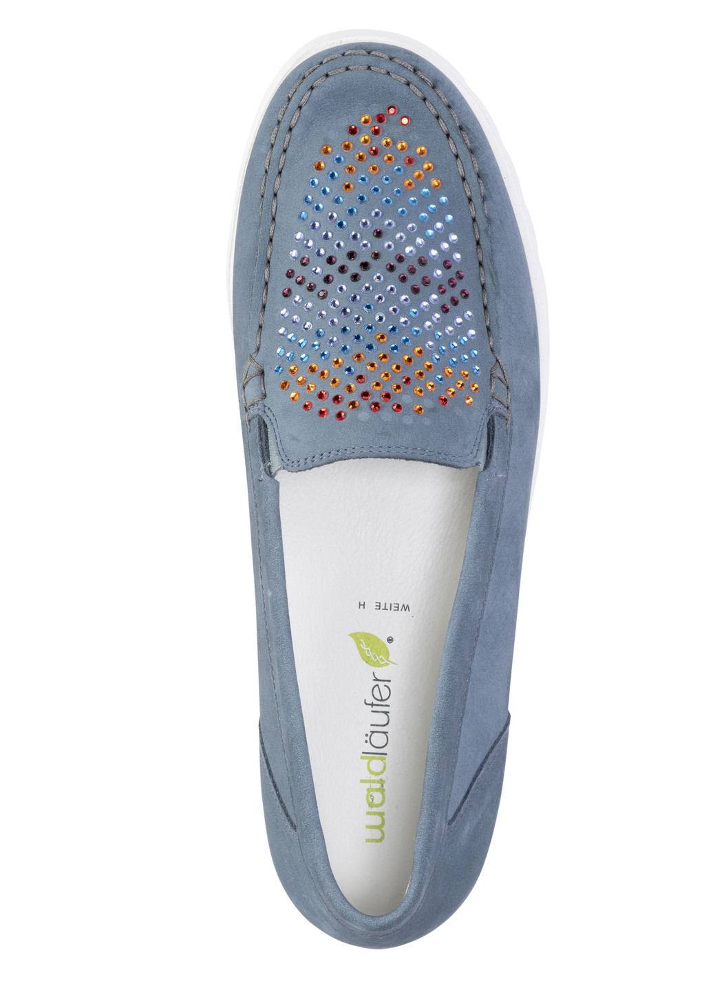 Waldläufer Mokassin-Slipper mit bunten Glitzersteinchen besetzt