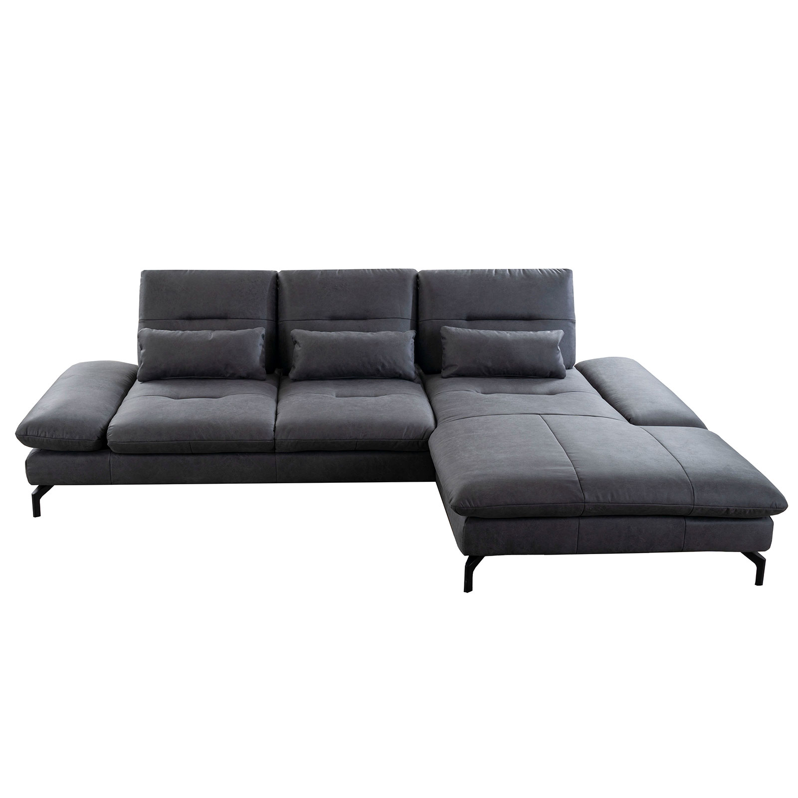 Ecksofa - dunkelgrau - Recamiere rechts - Basismodell