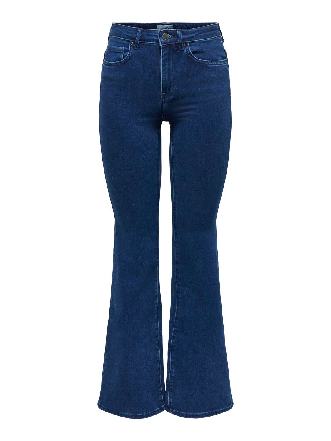 ONLHELLA Hohe Taille Retro-Fit, ausgestellt Jeans Medium Blue Denim