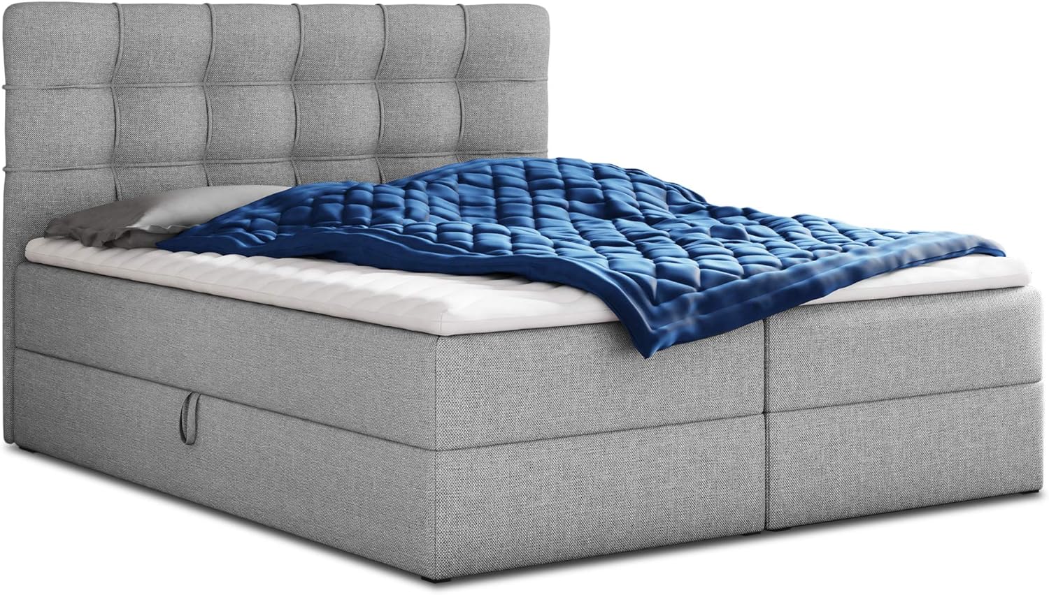 Sofnet Boxspringbett Best mit 2 Bettkästen, Doppelbett mit Bonell-Matratze und Topper, Polsterbett, Bett, Bettgestell, Stilvoll, Schlafzimmer (Grau (Inari 91), 180 x 200 cm)